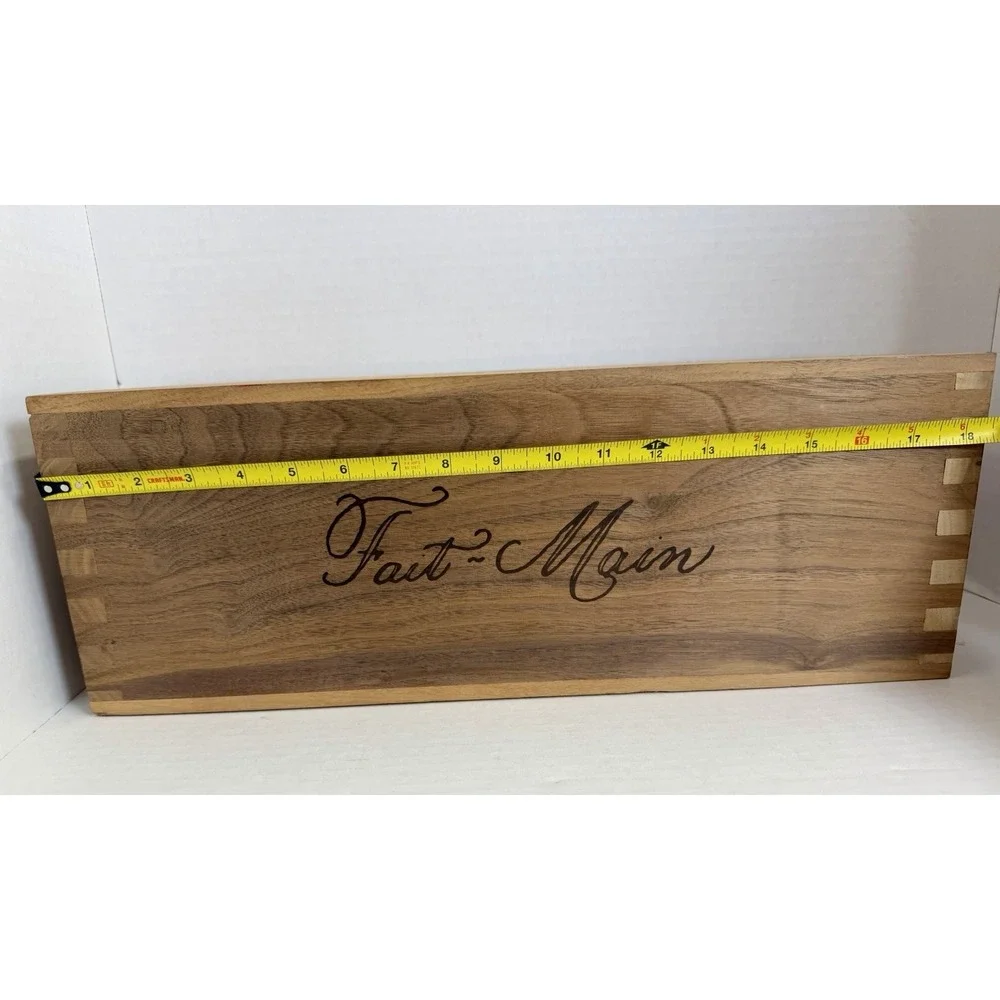 Fait Main Laser Engraved Wood Walnut Wine Box 18 Inch Magnetic Shut
